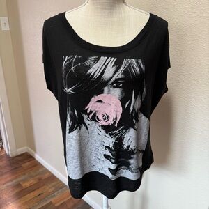 FRZ - Black Graphic Women's Top - Size Large